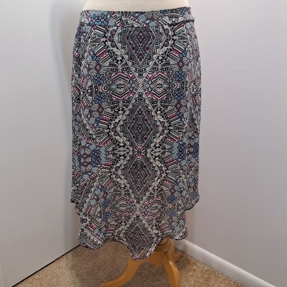 NWT Maurices Multi-Color Asymmetrical Hem BOHO Skirt Size Large